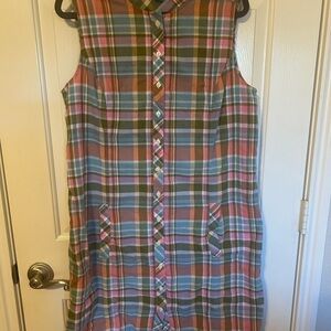 Brooks Brothers Cotton Button Down Multicolor Plaid Dress size 12